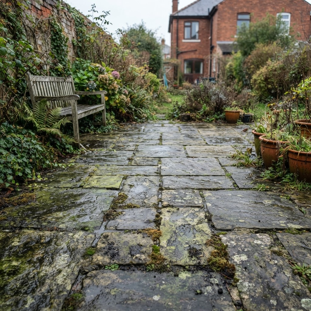 Garden patio — before cleaning