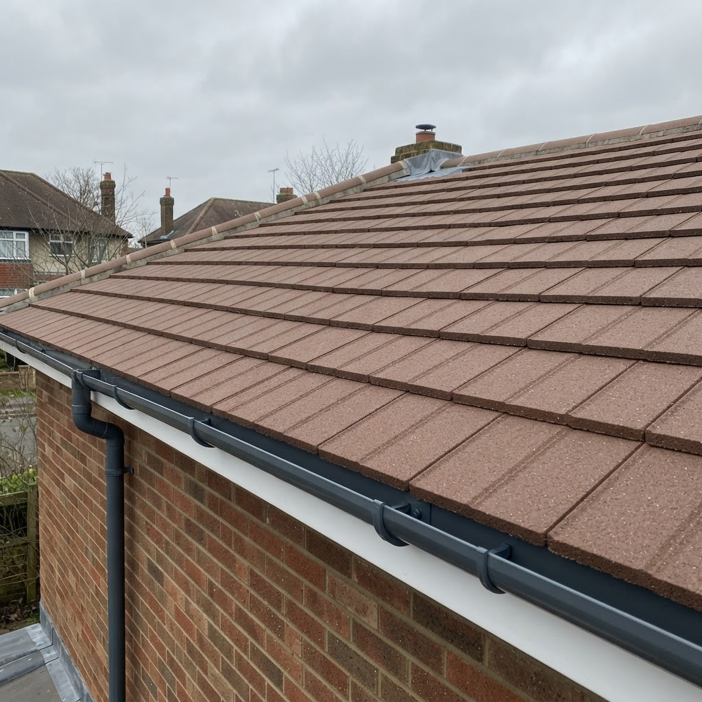 Tiled roof moss removal — after cleaning