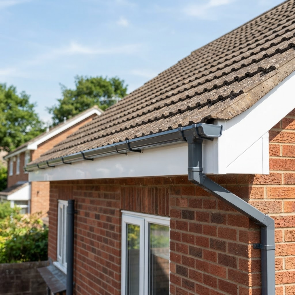 Clean white uPVC fascias and soffits on a UK house