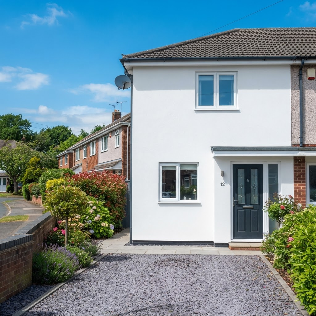 Clean rendered UK house exterior